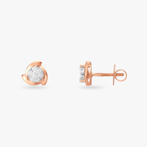 Elegant Triad Diamond Stud Earrings