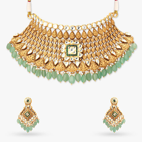 Barfi Drop Gold Necklace set
