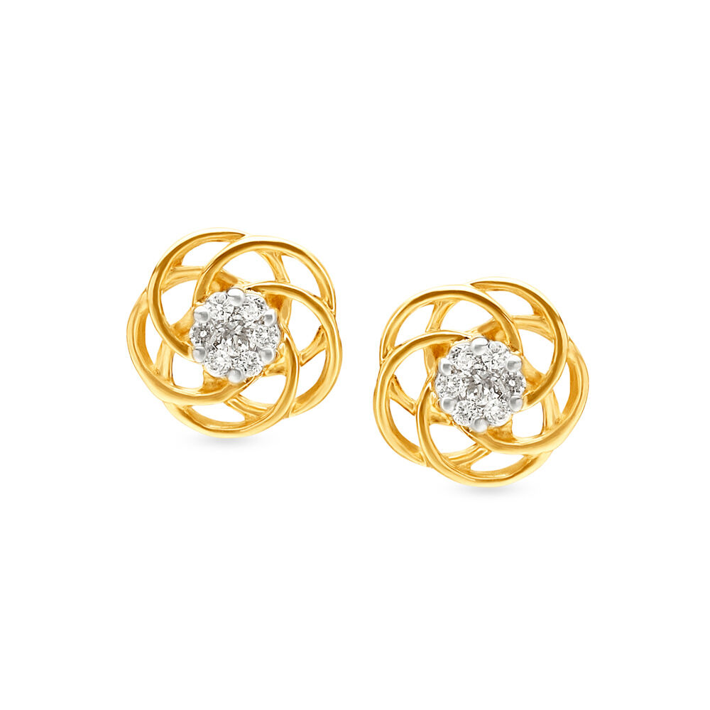 Mia by Tanishq 14KT Yellow Gold and Diamond Stud Earrings for Women :  Amazon.in: Fashion