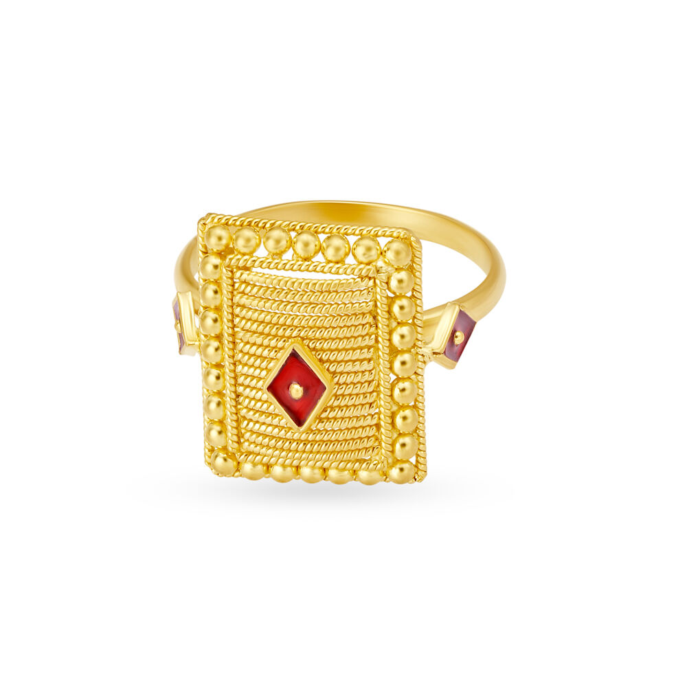 Magnificent 22 Karat Yellow Gold Rectangle Ring