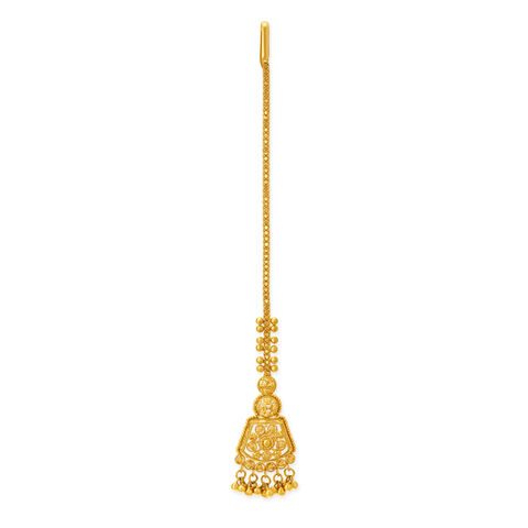 Queenly 22 Karat Yellow Gold Disc Maang Tikka