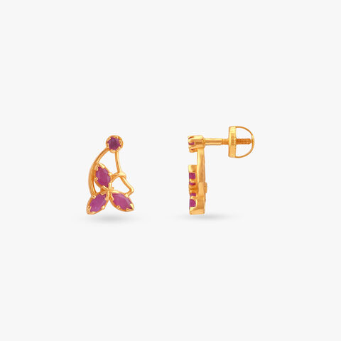 Radiant Curve Ruby Stud Earrings