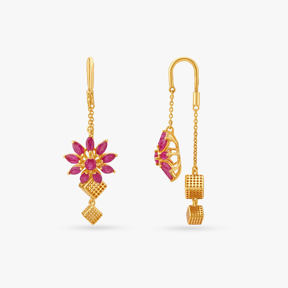 gold sui dhaga earrings 22k - NEERAJ JEWELLER