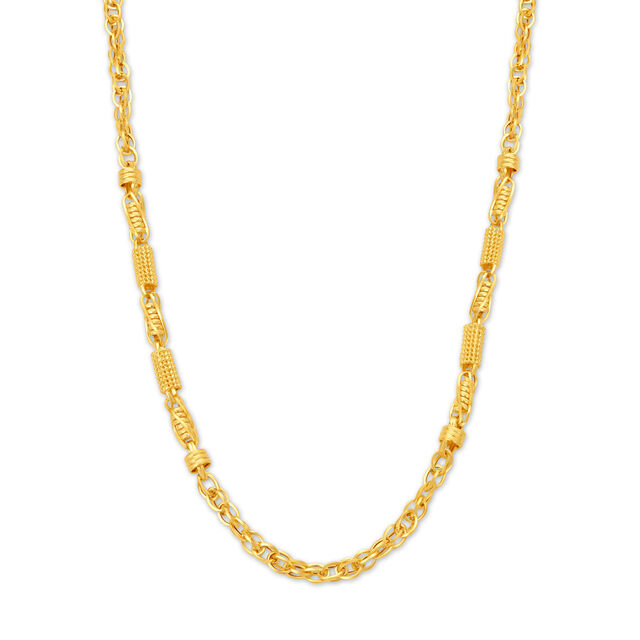Bead Work And Spiral Motif Gold Chain For Men,,hi-res image number null