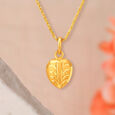 Minimalistic Leaf Motif Gold Pendant,,hi-res image number null