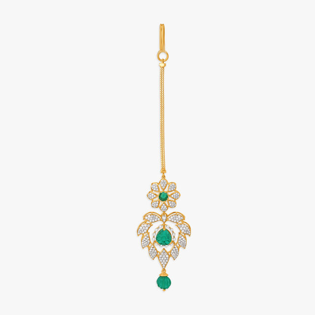 Opulent Diamond and Gold Maang Tikka,,hi-res image number null