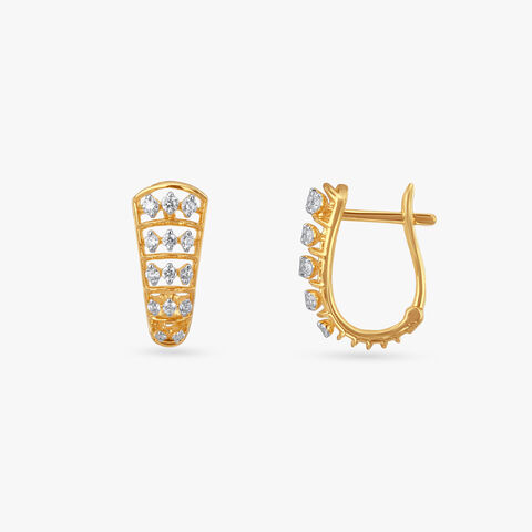 Geometric Bar Diamond Hoop Earrings