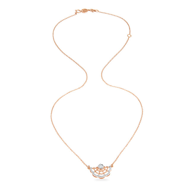 14KT Rose Gold Resplendent Flower Diamond Pendant With Chain,,hi-res image number null