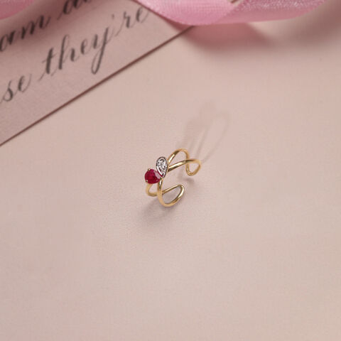 Ruby Love Diamond & Gold Ear Cuff