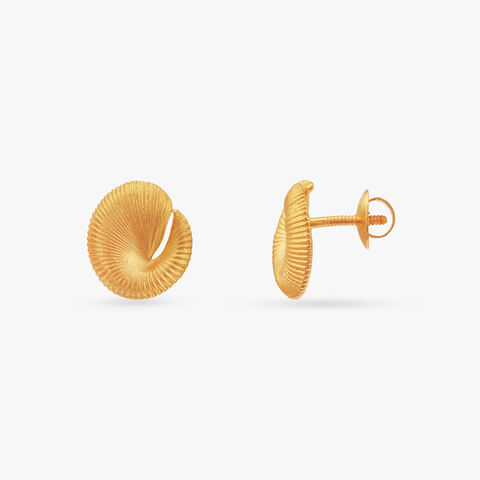 Rippled Shell Gold Stud Earrings