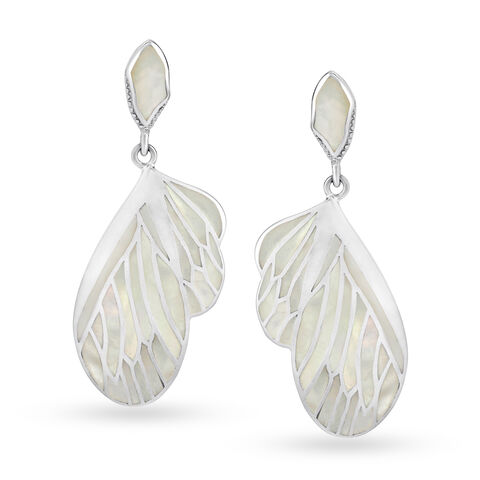 Silver Drop Earrings with Pearl