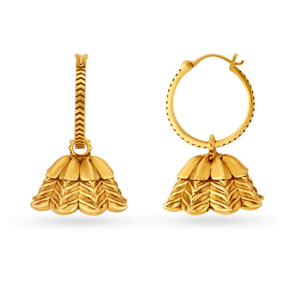 Contemporary Ornate Bali Type Gold Jhumkas