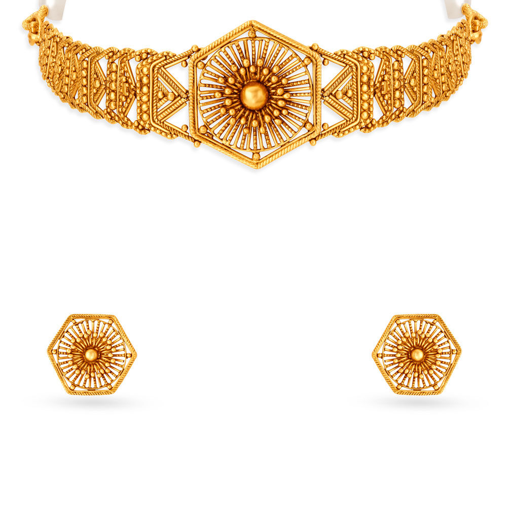 Enchanting Slender Gold Necklace Set