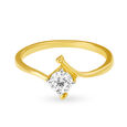 Neat 18 Karat Yellow Gold And Diamond Finger Ring,,hi-res image number null