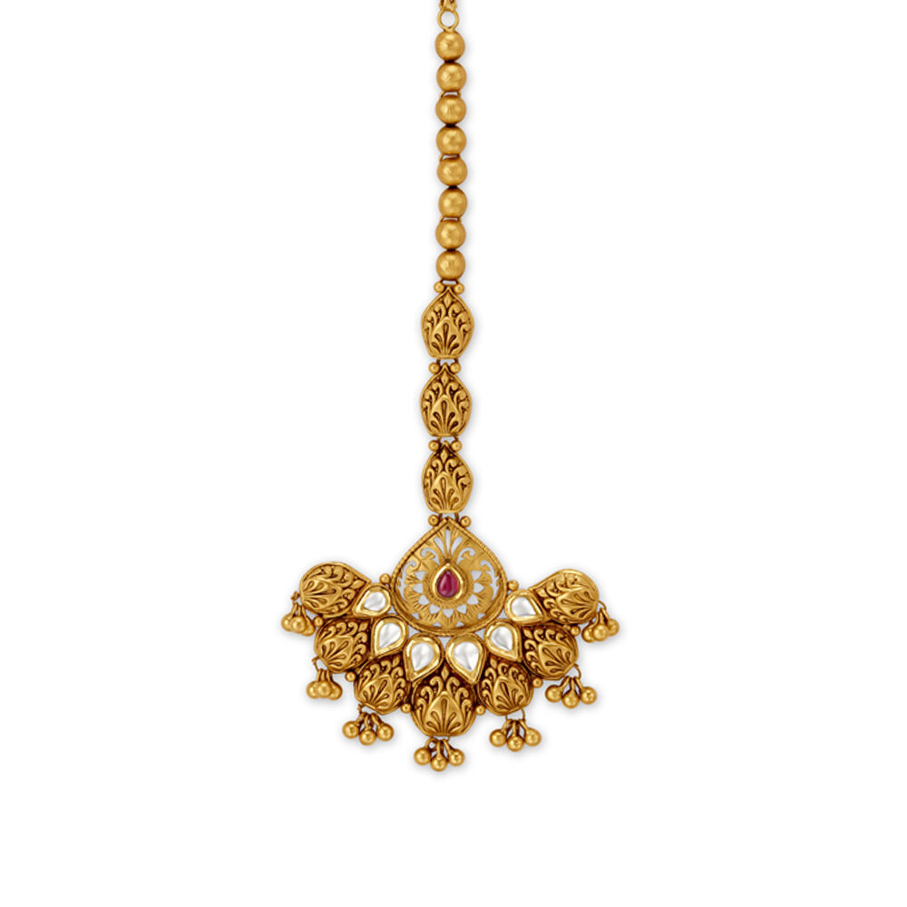 Golden colour online maang tikka