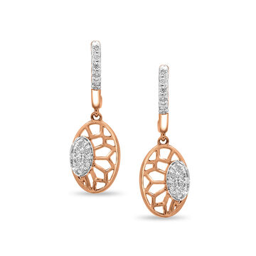 14 KT Rose Gold Glinting Diamond Drop Earrings