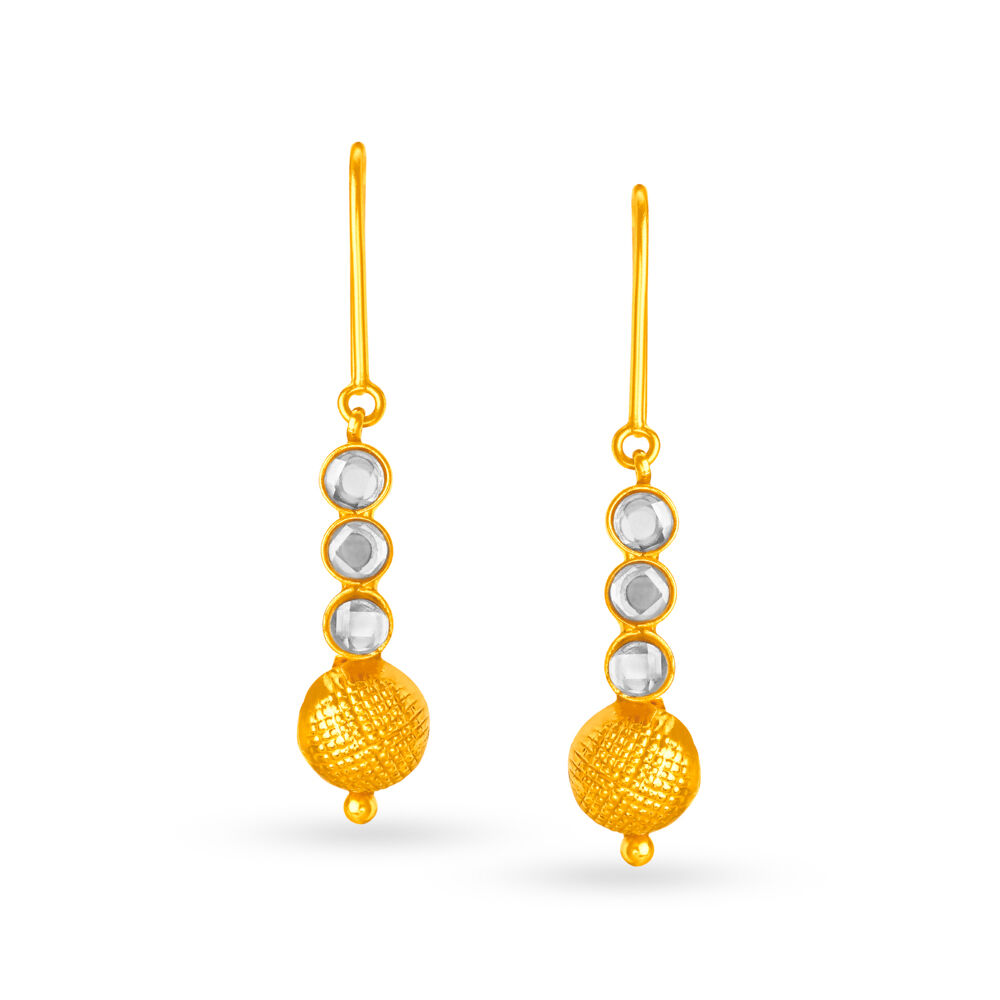 Charming 22 Karat Gold And Diamond Danglers