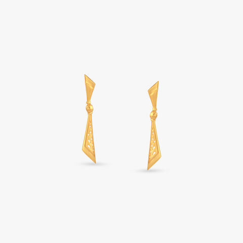 Angular Swing Gold Drop Earrings