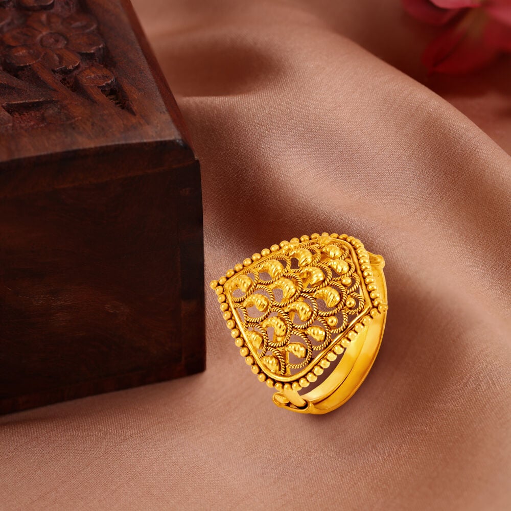 Square Leaf Gold Ring for Men