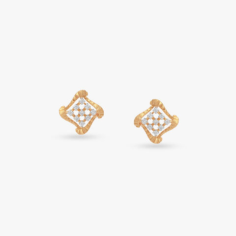 Lattice Bloom Diamond Stud Earrings