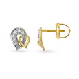 Intertwining Leaves 2 Tone Gold and Diamond Stud Earrings,,hi-res image number null