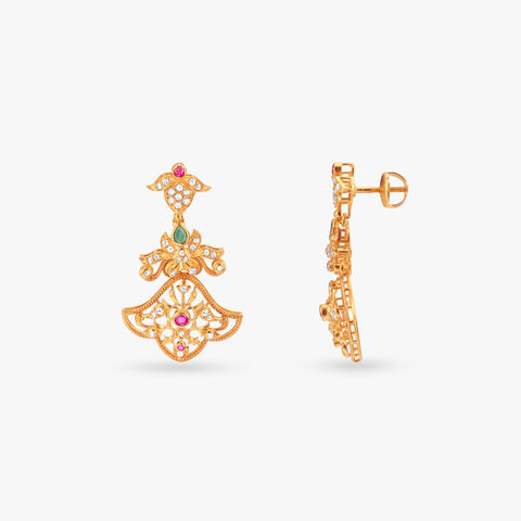Temple Fan Drop Earrings