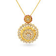 Ethereal Floral Motif Ruby Gold Pendant,,hi-res image number null