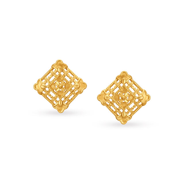 Unique Enchanting Gold Stud Earrings,,hi-res image number null