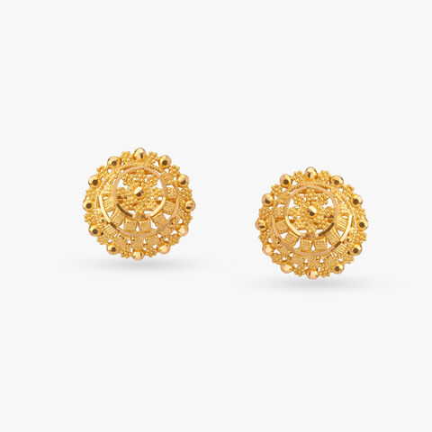 Celestial Orb Gold Stud Earrings