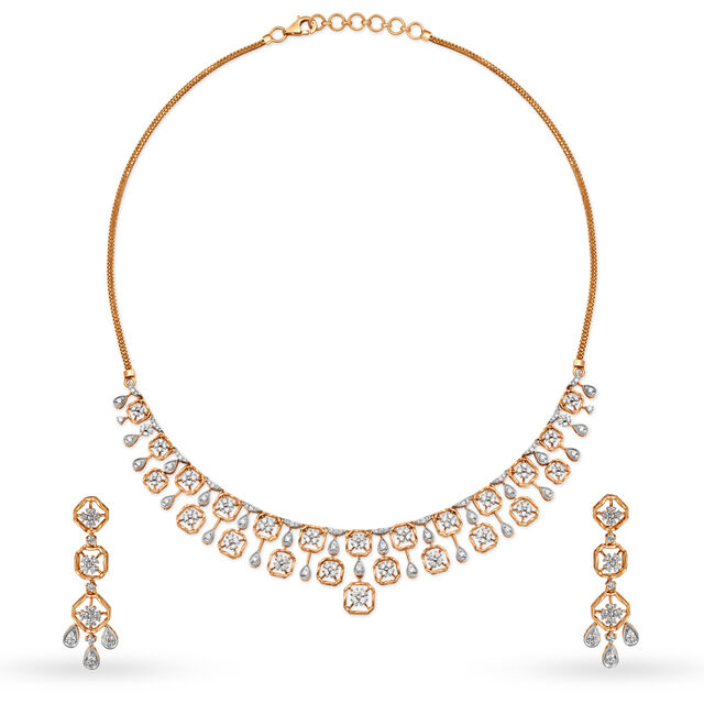 Captivating Rose Gold and Diamond Necklace Set,,hi-res image number null