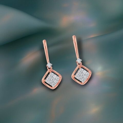 Gleam Frame Diamond Drop Earrings