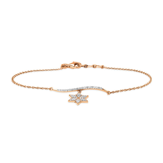 14 KT Rose Gold Star Of David Diamond Bracelet,,hi-res image number null