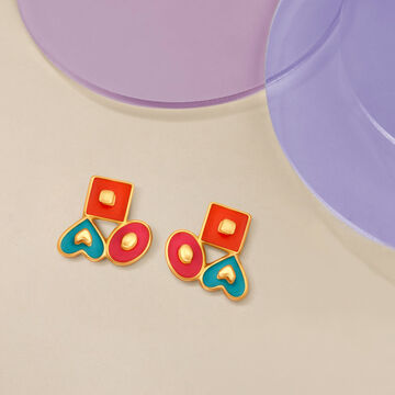 Vibrant Shapes and Pegs Stud Earrings for Kids