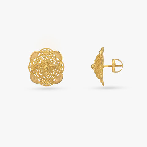 Swirl Spark Gold Stud Earrings