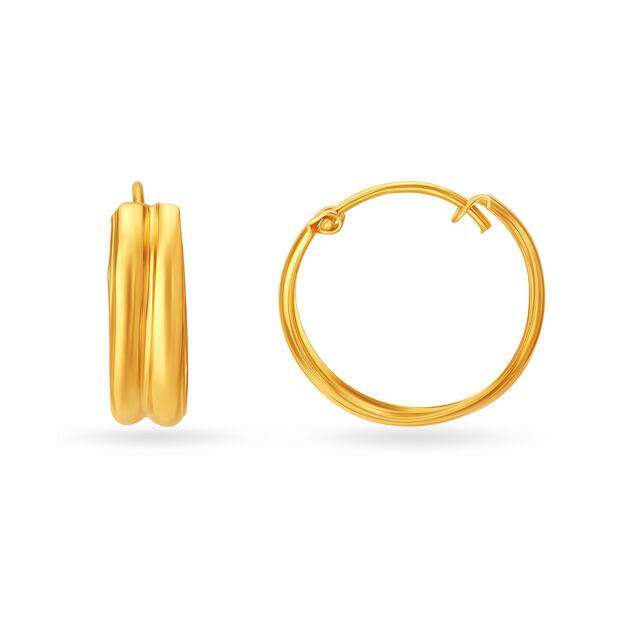 22 KT Yellow Gold Dazzling Bold Hoop Earrings,,hi-res image number null