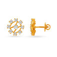 Geometric Floral Gold Stud Earrings,,hi-res image number null