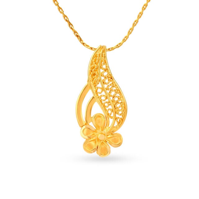 Captivating 22 Karat Yellow Gold Floral Paisley Pendant,,hi-res image number null