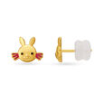 Bunny Face Shape Gold Stud Earrings For Kids,,hi-res image number null