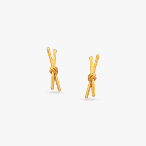 Knot Line Gold Stud Earrings