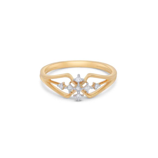 18KT Yellow Gold Geometric Diamond Finger Ring,,hi-res image number null