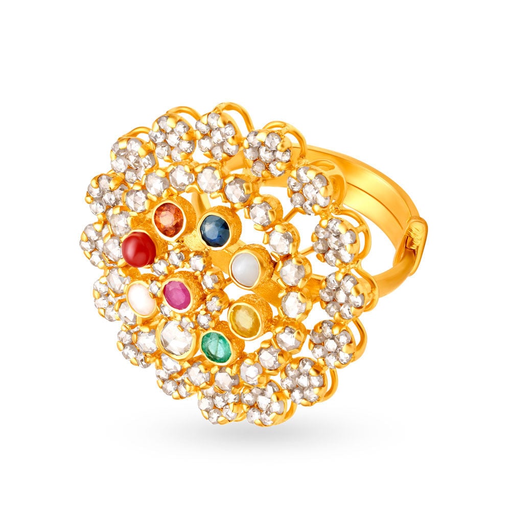 Mesmerising Floral Navaratna Ring