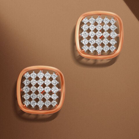 Enchanted Square Diamond Stud Earrings
