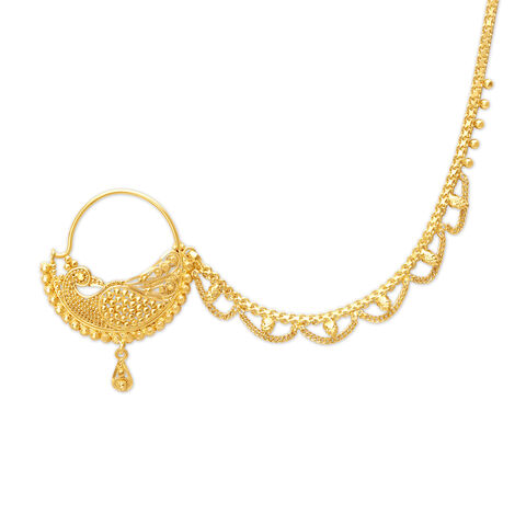 Peacock Inspired Gold Nath