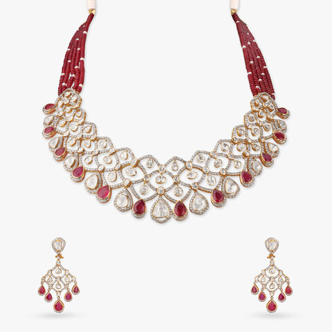 Crimson Cascade Diamond Neckwear Set