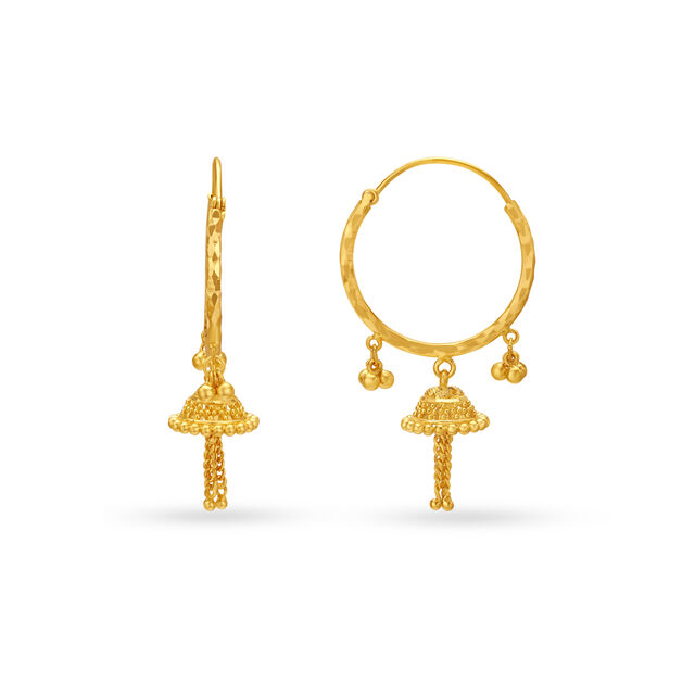 Modern Gold Hoops with Jhumka,,hi-res image number null