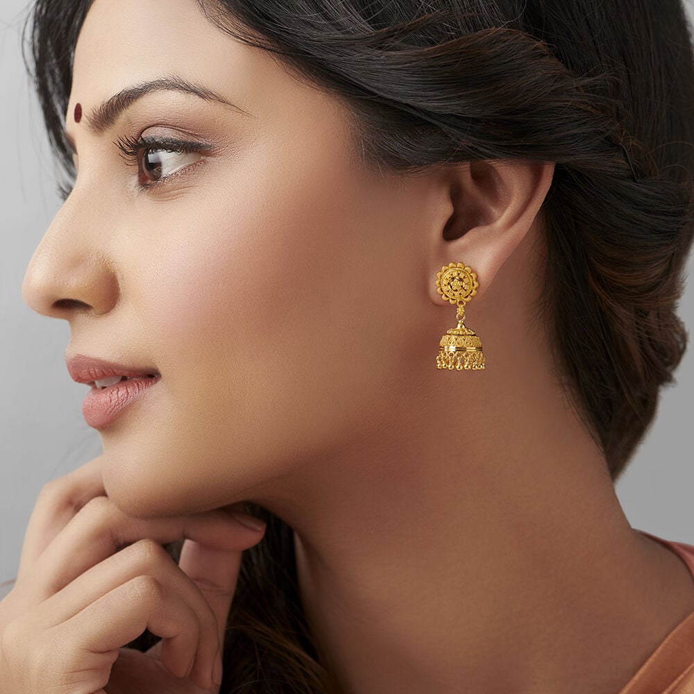 Gold jhumka tanishq with price new arrivals