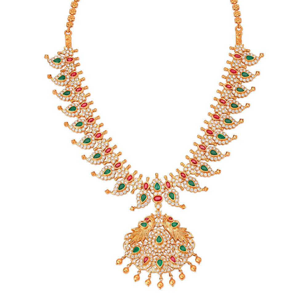 Tanishq ruby 2025 diamond necklace