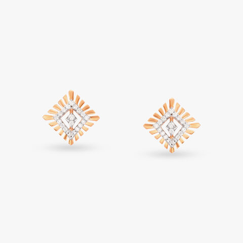 Shimmering Rhombus Diamond Stud Earrings