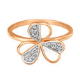 14KT Rose Gold Diamond Finger Ring With Floral Design,,hi-res image number null