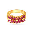 Dainty Floral Ruby Gold Finger Ring,,hi-res image number null